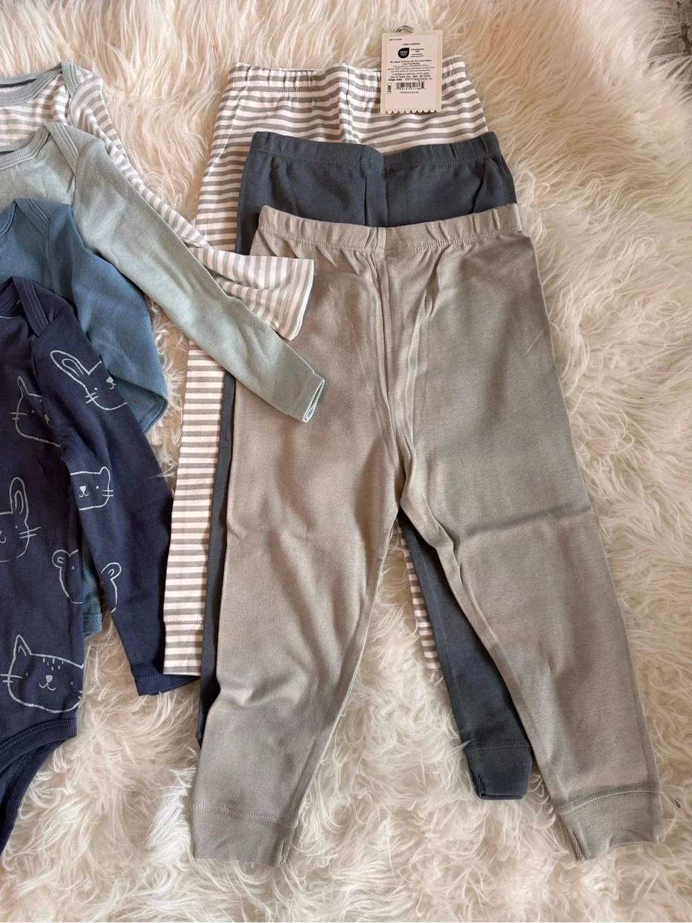 Baby Neutral Blue & Gray Bodysuits and Pants Set
